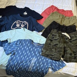 Kids Casual Tee and Shorts Bundle - Sharks, Camo & Solid Tees